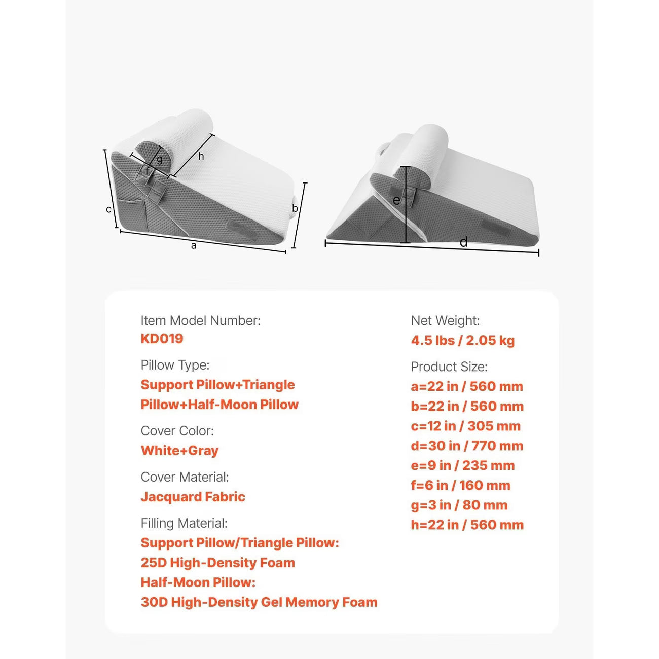 Bed Wedge Pillow Set