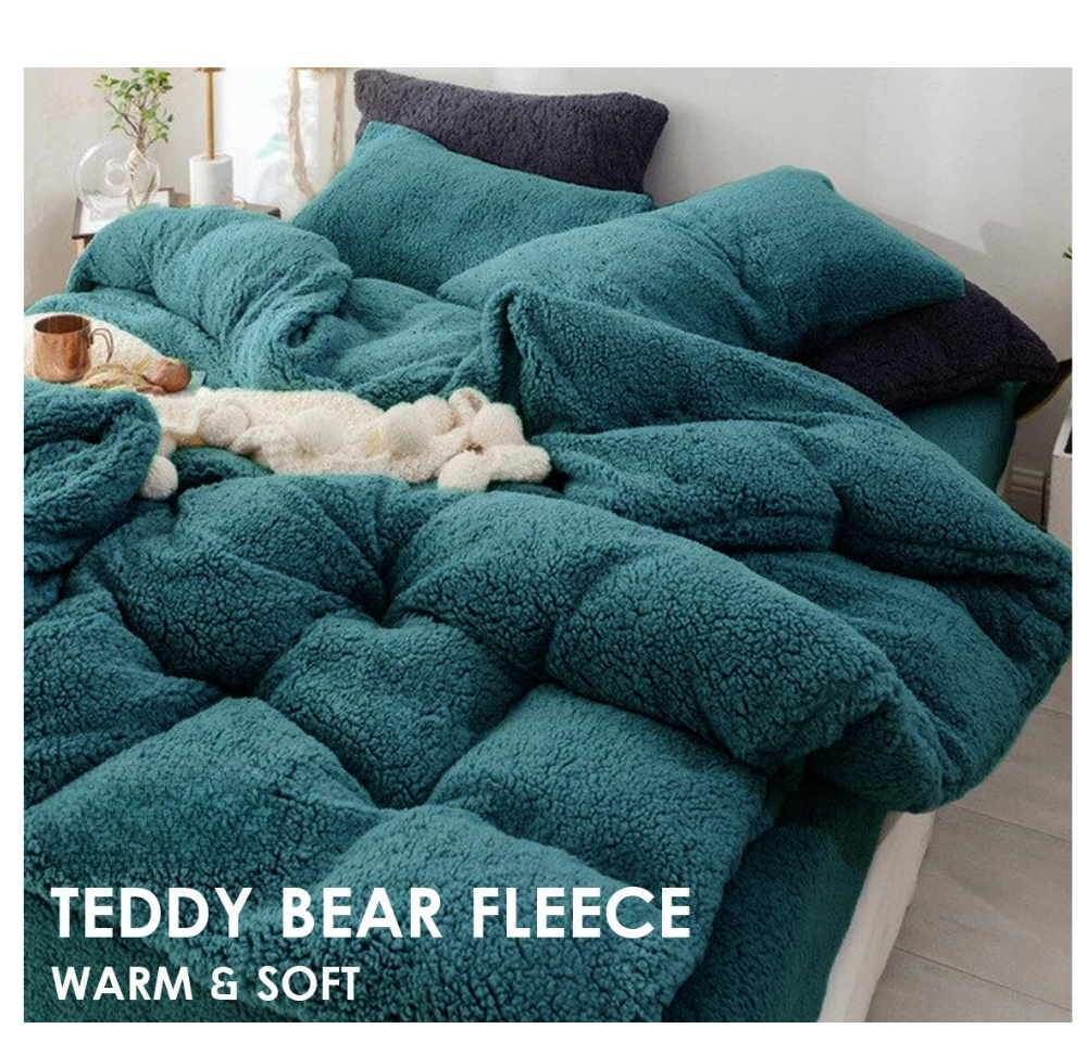 Super Warm Teddy Bear Fleece Thermal Doona Cover Set