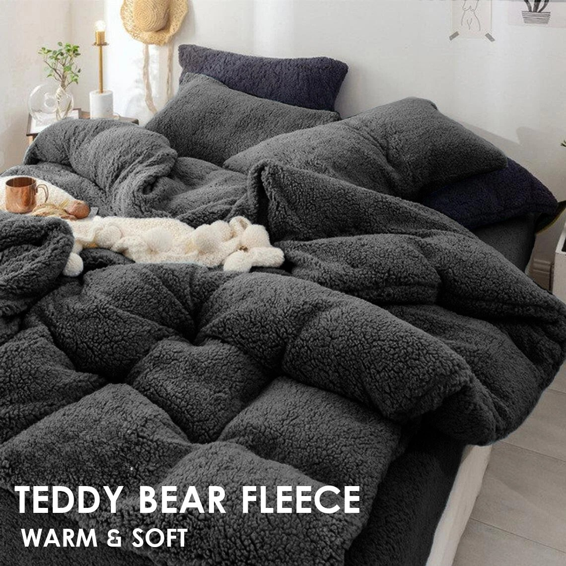 Super Warm Teddy Bear Fleece Thermal Doona Cover Set