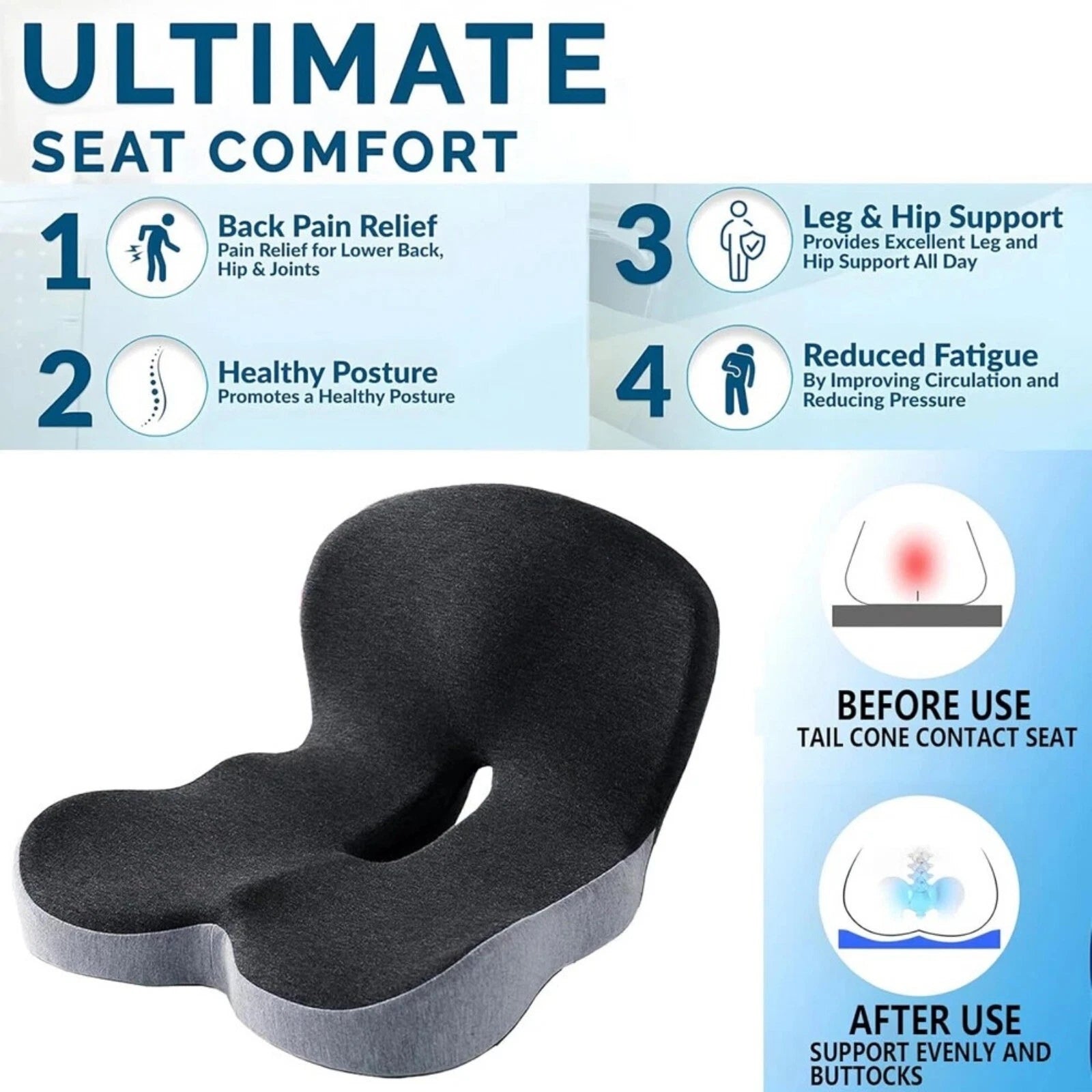 Memory Foam Seat Cushion,Lumber Support ,Pain Relief