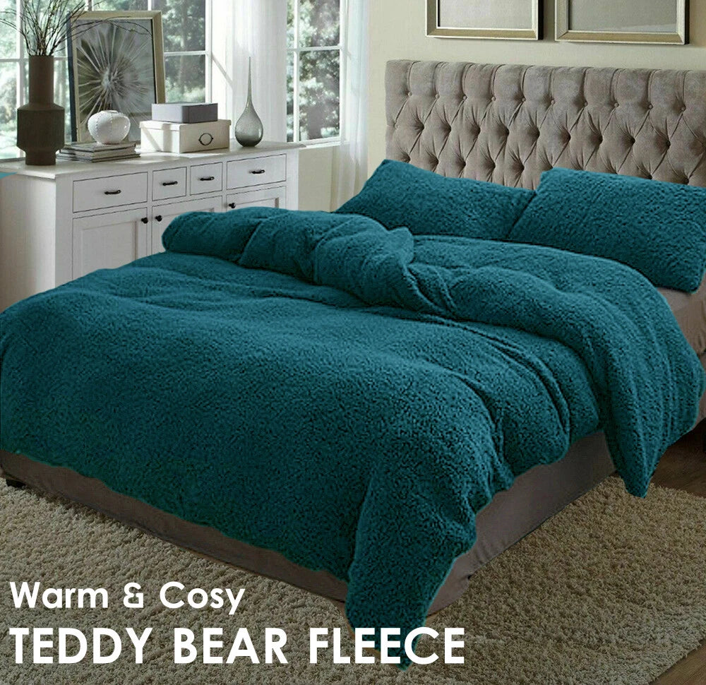 Super Warm Teddy Bear Fleece Thermal Doona Cover Set
