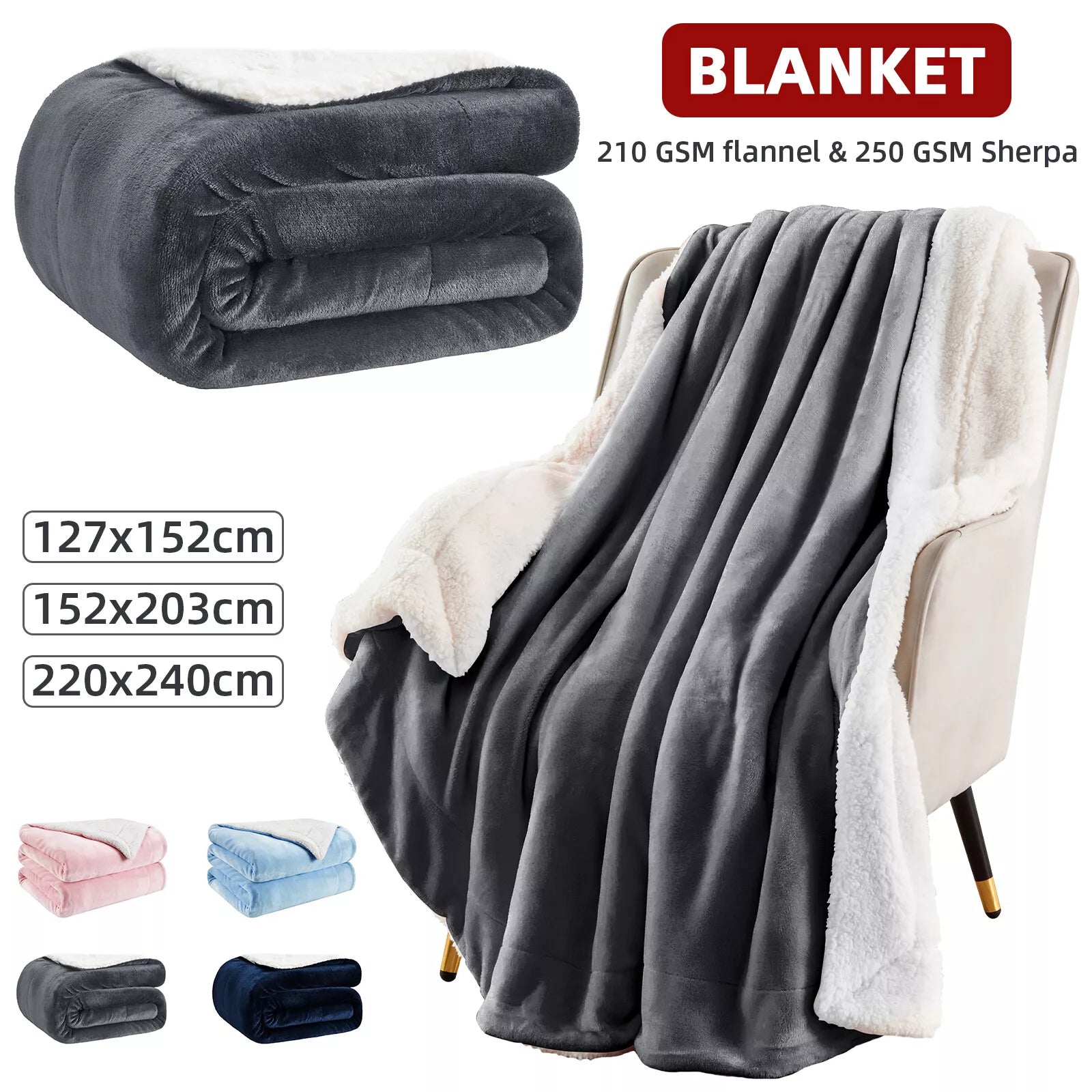 Luxury Double Sided Flannel Sherpa Blanket