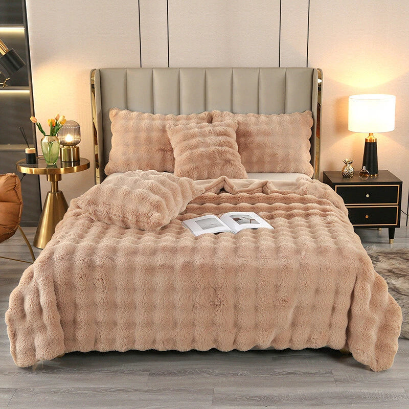 Fluffy Faux Fur Rabbit Blanket