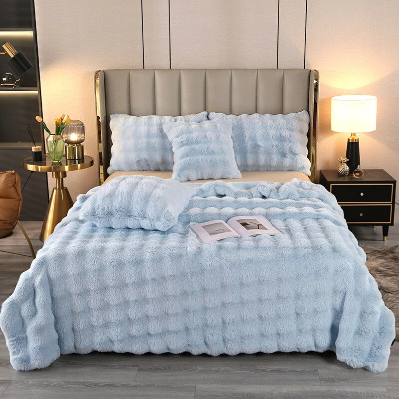 Fluffy Faux Fur Rabbit Blanket