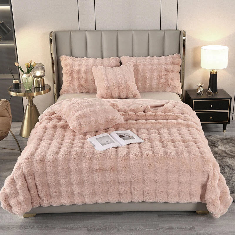 Fluffy Faux Fur Rabbit Blanket