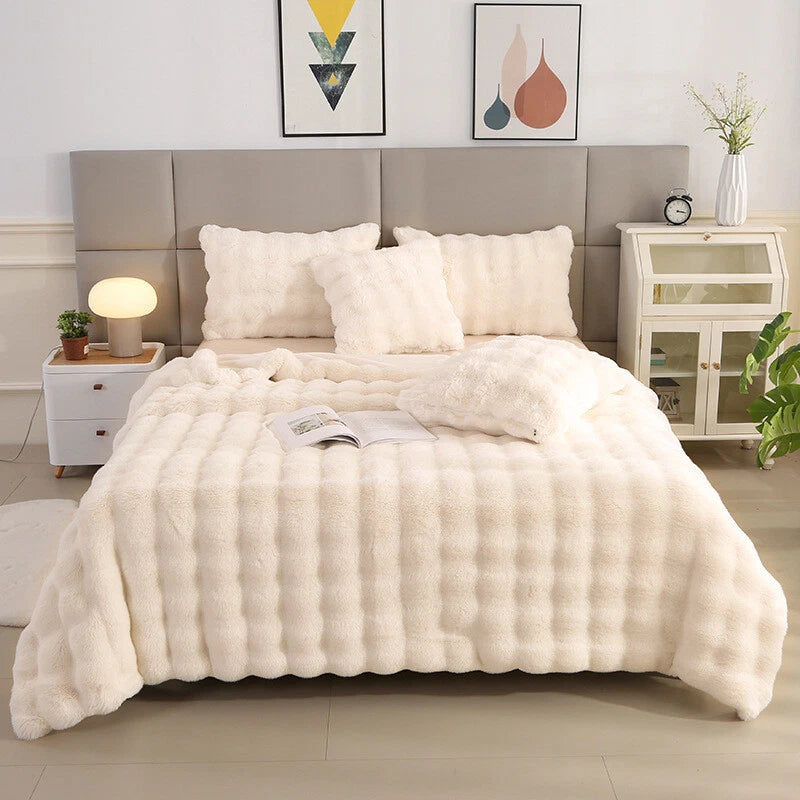 Fluffy Faux Fur Rabbit Blanket
