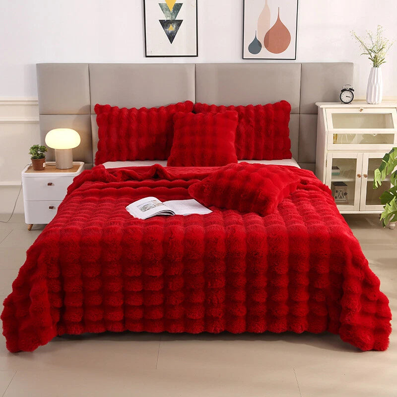 Fluffy Faux Fur Rabbit Blanket