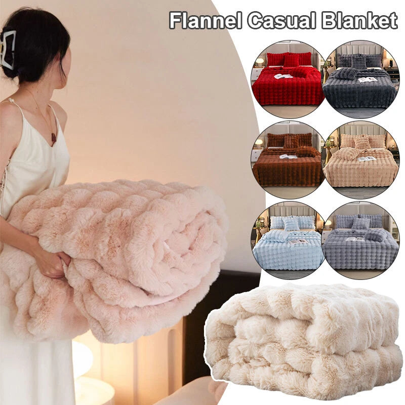Fluffy Faux Fur Rabbit Blanket