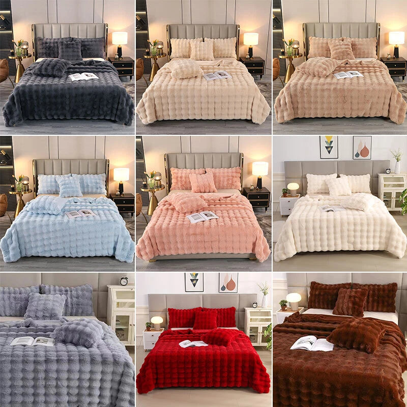 Fluffy Faux Fur Rabbit Blanket
