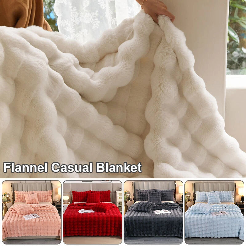 Fluffy Faux Fur Rabbit Blanket