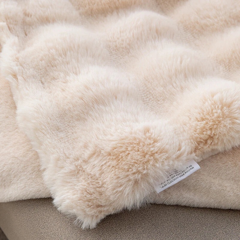 Fluffy Faux Fur Rabbit Blanket
