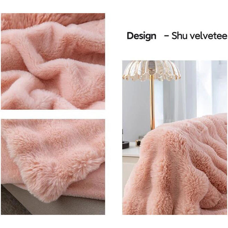 Fluffy Faux Fur Rabbit Blanket