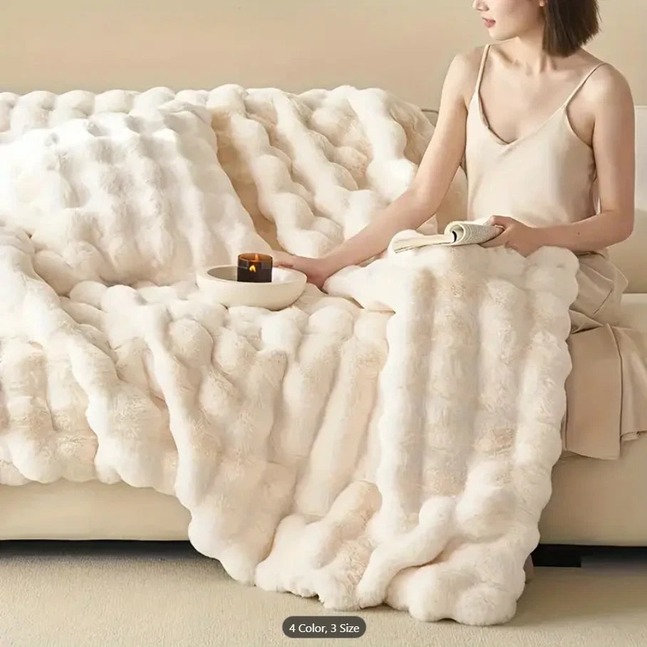 Fluffy Faux Fur Rabbit Blanket