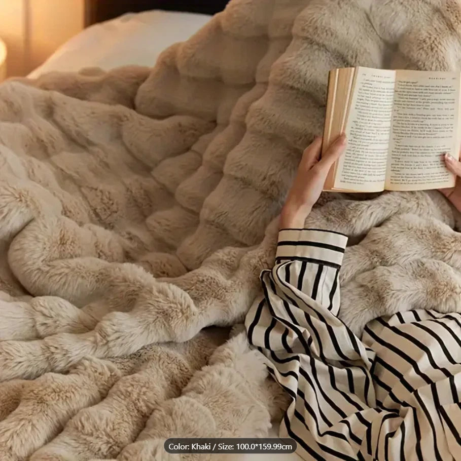 Fluffy Faux Fur Rabbit Blanket
