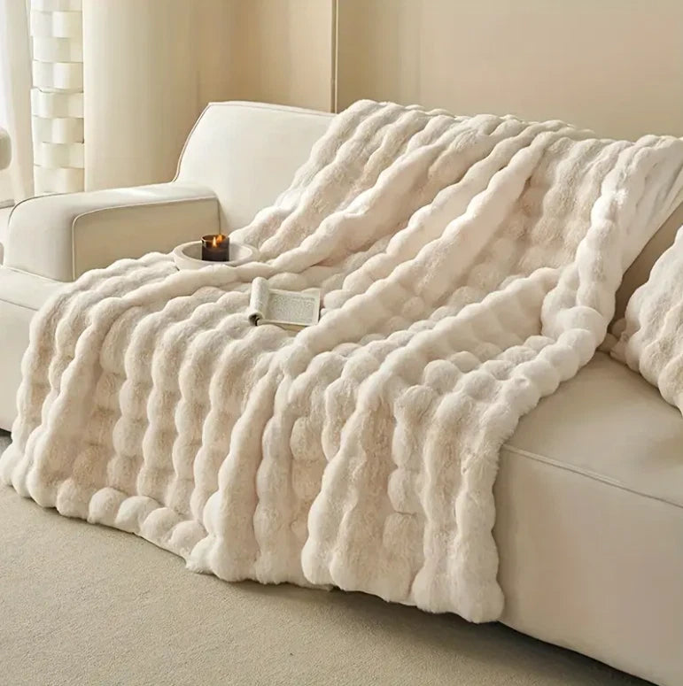 Fluffy Faux Fur Rabbit Blanket