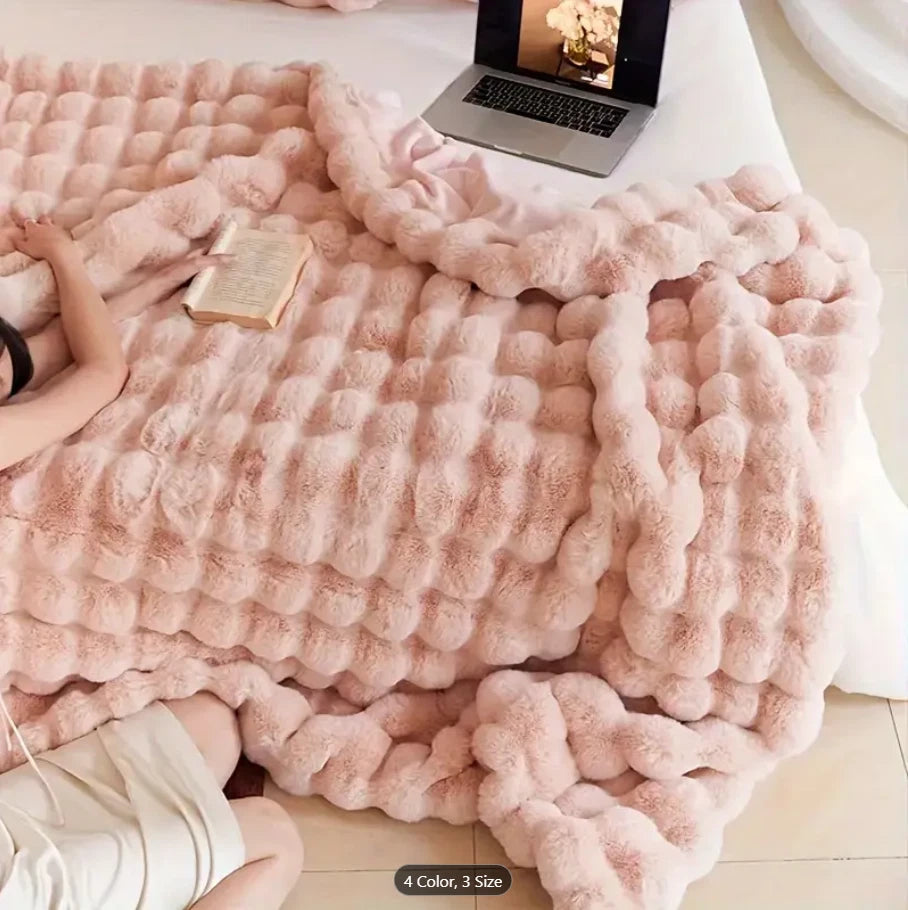 Fluffy Faux Fur Rabbit Blanket