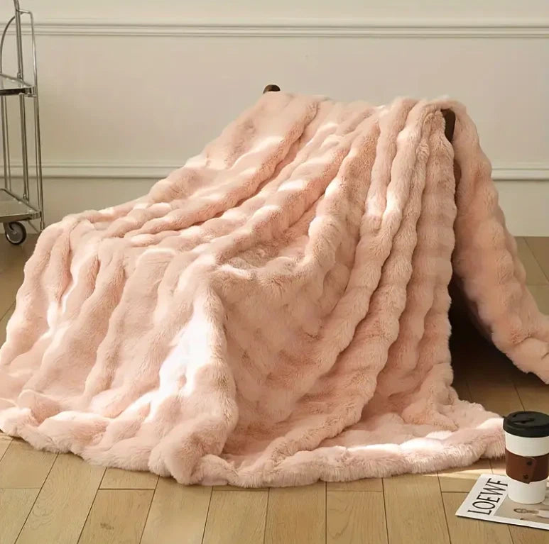 Fluffy Faux Fur Rabbit Blanket