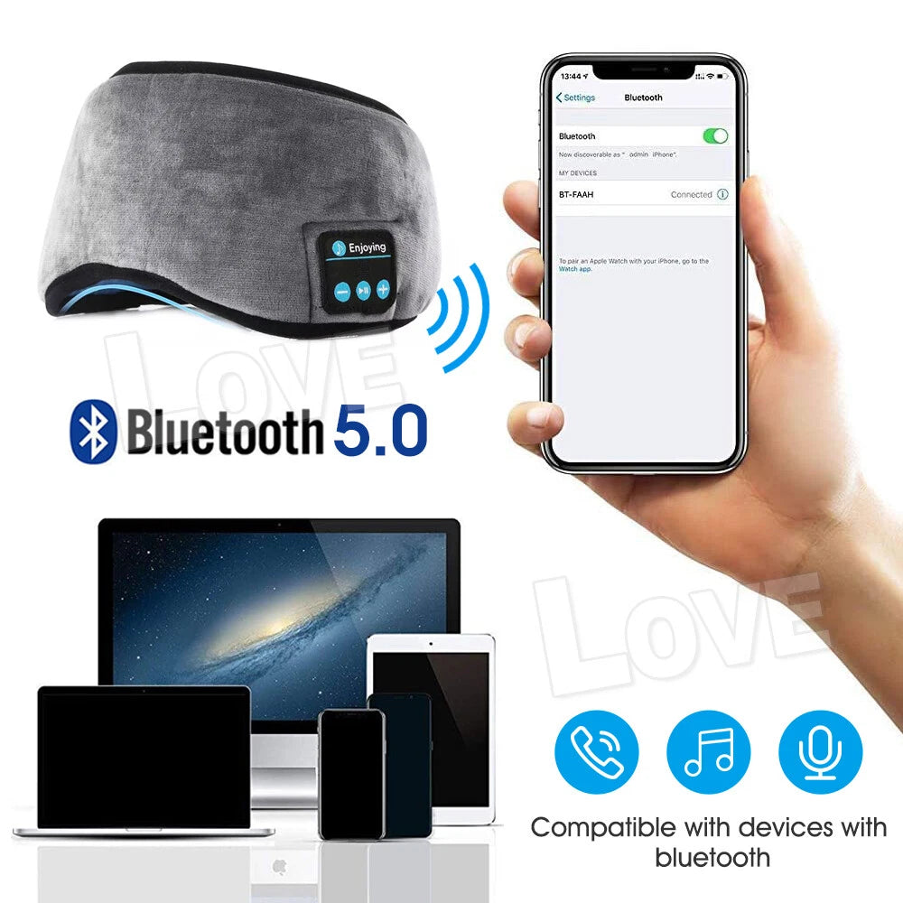 Wireless Bluetooth 5.0 Stereo Eye Mask Headphones EarPhone Sleep music Mask