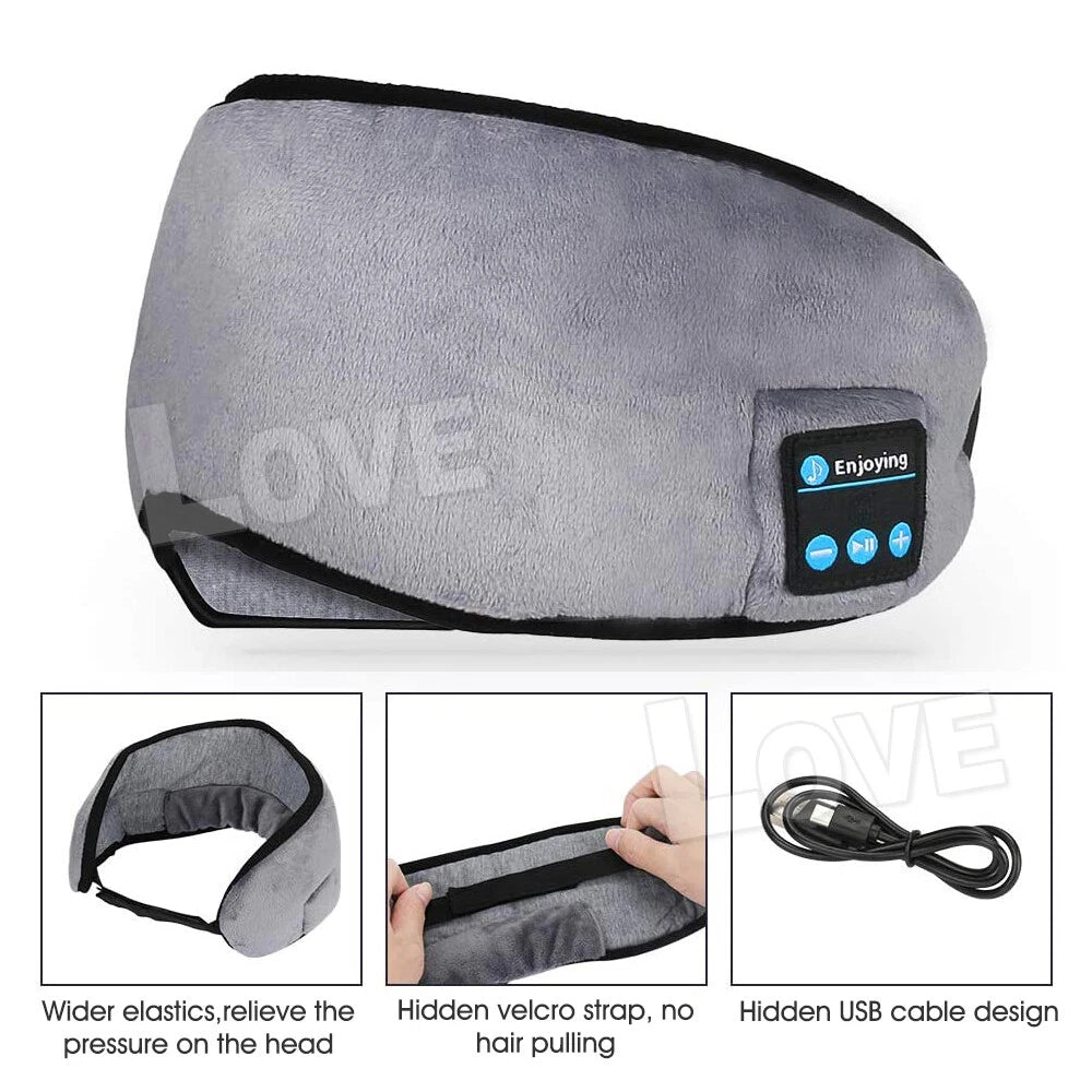 Wireless Bluetooth 5.0 Stereo Eye Mask Headphones EarPhone Sleep music Mask