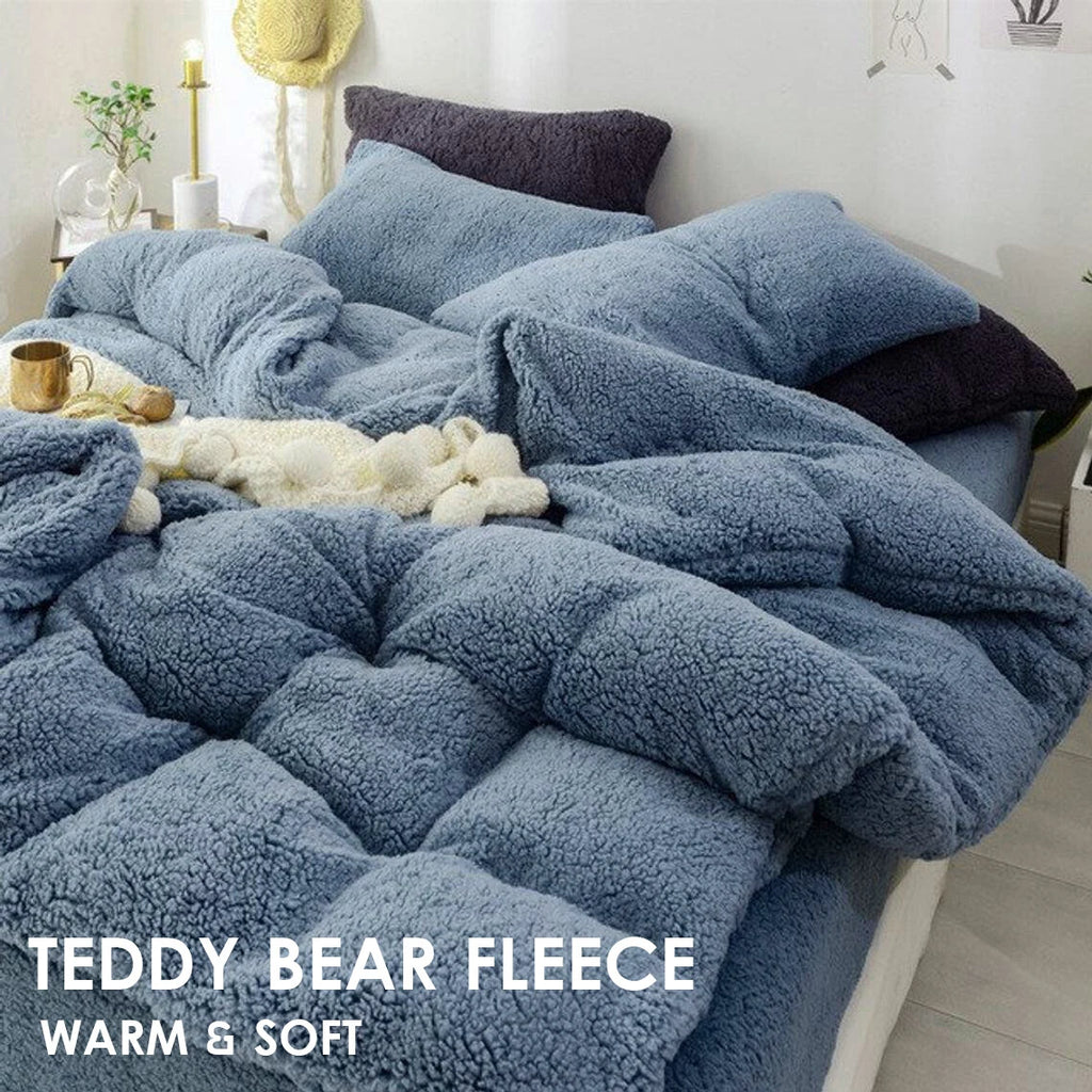 Super Warm Teddy Bear Fleece Thermal Doona Cover Set